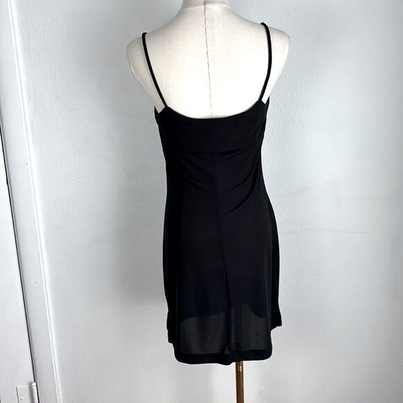 Vintage La Belle Black Babydoll Slip Mini Dress 7 Y2K 90s Streetwear Timeless - Picture 2 of 9